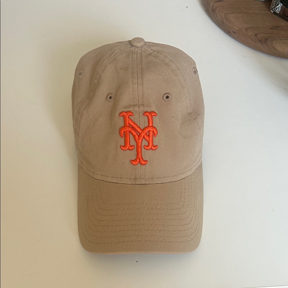 Aritzia Khaki Baseball Cap with Orange Embroidered Logo